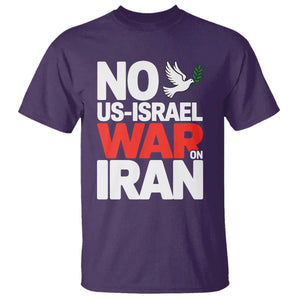 No US Israel War On Iran T Shirt - Anti War Peace Dove TS02 Purple Print Your Wear