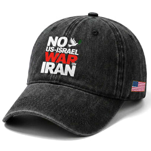 No US Israel War On Iran Washed Cotton Baseball Cap Anti War Peace Dove TS02 Print Your Wear