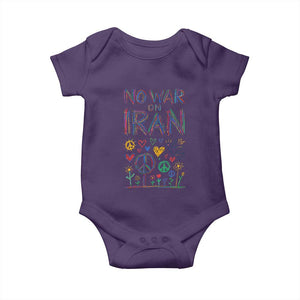 No War On Iran Colorful Peace Graphic Baby Onesie Retro Anti War Protest TS02 Purple Print Your Wear