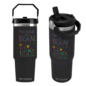 No War On Iran Colorful Peace Graphic Flip Straw Tumbler Retro Anti War Protest TS02 One Size: 30 oz Black Print Your Wear