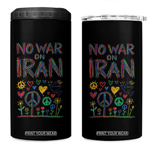 No War On Iran Colorful Peace Graphic 4 in 1 Can Cooler Tumbler Retro Anti War Protest TS02 One Size: 16 oz Black Print Your Wear