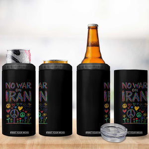 No War On Iran Colorful Peace Graphic 4 in 1 Can Cooler Tumbler Retro Anti War Protest TS02 Print Your Wear