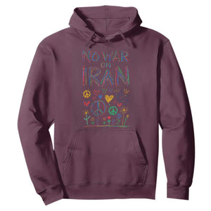 No War On Iran Colorful Peace Graphic Hoodie Retro Anti War Protest TS02 Maroon Print Your Wear