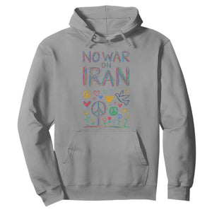 No War On Iran Colorful Peace Graphic Hoodie Retro Anti War Protest TS02 Sport Gray Print Your Wear