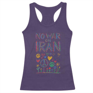 No War On Iran Colorful Peace Graphic Racerback Tank Top Retro Anti War Protest TS02 Purple Print Your Wear