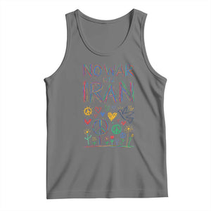 No War On Iran Colorful Peace Graphic Tank Top Retro Anti War Protest TS02 Black Heather Print Your Wear