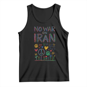 No War On Iran Colorful Peace Graphic Tank Top Retro Anti War Protest TS02 Black Print Your Wear