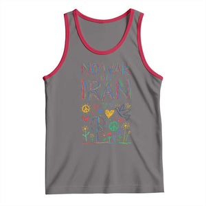 No War On Iran Colorful Peace Graphic Tank Top Retro Anti War Protest TS02 Deep Heather Red Print Your Wear