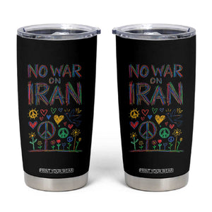No War On Iran Colorful Peace Graphic Tumbler Cup Retro Anti War Protest TS02 Black Print Your Wear