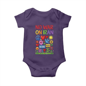 No War On Iran Colorful Peace Protest Baby Onesie Anti War Activist Statement TS02 Purple Print Your Wear