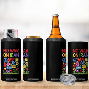 No War On Iran Colorful Peace Protest 4 in 1 Can Cooler Tumbler Anti War Activist Statement TS02 Print Your Wear