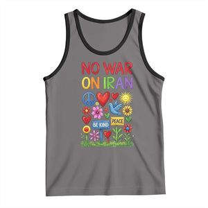 No War On Iran Colorful Peace Protest Tank Top Anti War Activist Statement TS02 Deep Heather Black Print Your Wear