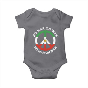 No War On Iran Peace Symbol Baby Onesie Iranian Lion Emblem Anti War Protest TS02 Charcoal Print Your Wear
