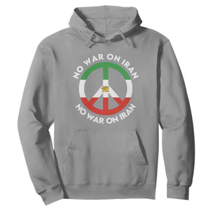 No War On Iran Peace Symbol Hoodie Iranian Lion Emblem Anti War Protest TS02 Sport Gray Print Your Wear