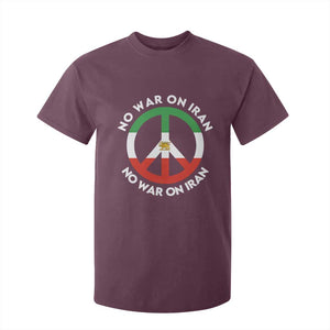 No War On Iran Peace Symbol T Shirt For Kid Iranian Lion Emblem Anti War Protest TS02 Maroon Print Your Wear
