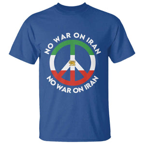 No War On Iran Peace Symbol T Shirt Iranian Lion Emblem Anti War Protest TS02 Royal Blue Print Your Wear