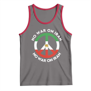 No War On Iran Peace Symbol Tank Top Iranian Lion Emblem Anti War Protest TS02 Deep Heather Red Print Your Wear