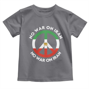 No War On Iran Peace Symbol Toddler T Shirt Iranian Lion Emblem Anti War Protest TS02 Charcoal Print Your Wear
