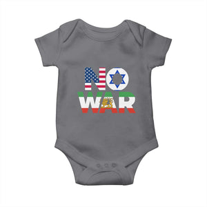 No War USA Israel Iran Flags Baby Onesie Anti War Protest Political Statement TS02 Charcoal Print Your Wear
