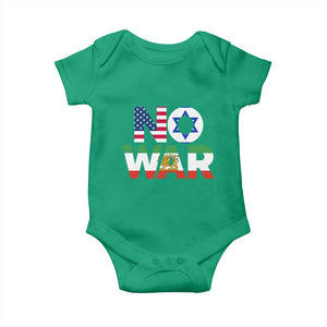 No War USA Israel Iran Flags Baby Onesie Anti War Protest Political Statement TS02 Irish Green Print Your Wear