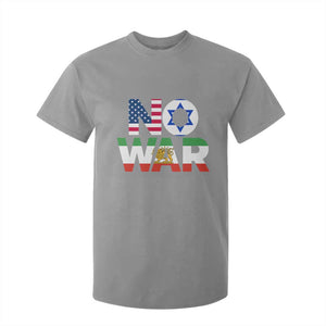 No War USA Israel Iran Flags T Shirt For Kid Anti War Protest Political Statement TS02 Sport Gray Print Your Wear