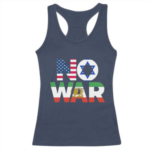 No War USA Israel Iran Flags Racerback Tank Top Anti War Protest Political Statement TS02 Navy Print Your Wear