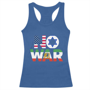 No War USA Israel Iran Flags Racerback Tank Top Anti War Protest Political Statement TS02 Royal Blue Print Your Wear