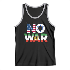 No War USA Israel Iran Flags Tank Top Anti War Protest Political Statement TS02 Black Athletic Heather Print Your Wear