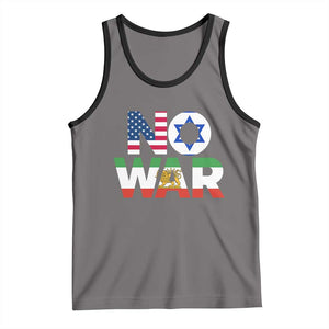 No War USA Israel Iran Flags Tank Top Anti War Protest Political Statement TS02 Deep Heather Black Print Your Wear