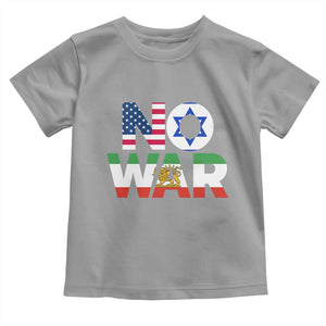 No War USA Israel Iran Flags Toddler T Shirt Anti War Protest Political Statement TS02 Sport Gray Print Your Wear