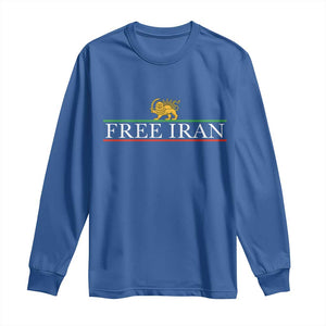 Free Iran Lion And Sun Graphic Long Sleeve Shirt Iranian Freedom Supporters TS02 Royal Blue Print Your Wear