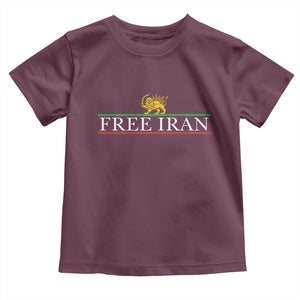 Free Iran Lion And Sun Graphic Toddler T Shirt Iranian Freedom Supporters TS02 Maroon Print Your Wear