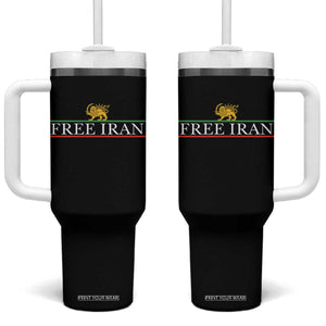 Free Iran Lion And Sun Graphic Tumbler With Handle Iranian Freedom Supporters TS02 One Size: 40 oz Black Print Your Wear