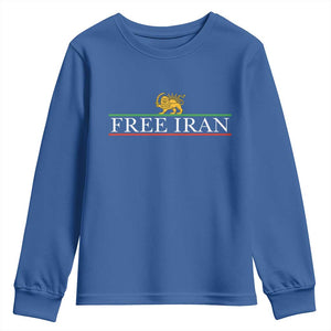 Free Iran Lion And Sun Graphic Youth Sweatshirt Iranian Freedom Supporters TS02 Royal Blue Print Your Wear