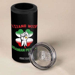 I Stand With Iranian People Freedom Supporters 4 in 1 Can Cooler Tumbler Raised Fist Persian Flag Iran Revolution TS02 Print Your Wear