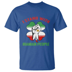 I Stand With Iranian People Freedom Supporters T Shirt Raised Fist Persian Flag Iran Revolution TS02 Royal Blue Print Your Wear
