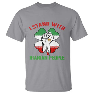 I Stand With Iranian People Freedom Supporters T Shirt Raised Fist Persian Flag Iran Revolution TS02 Sport Gray Print Your Wear
