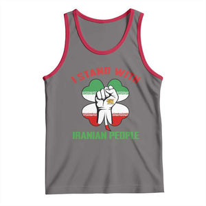 I Stand With Iranian People Freedom Supporters Tank Top Raised Fist Persian Flag Iran Revolution TS02 Deep Heather Red Print Your Wear