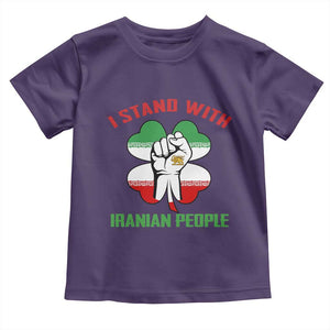 I Stand With Iranian People Freedom Supporters Toddler T Shirt Raised Fist Persian Flag Iran Revolution TS02 Purple Print Your Wear