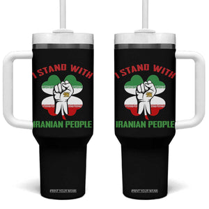 I Stand With Iranian People Freedom Supporters Tumbler With Handle Raised Fist Persian Flag Iran Revolution TS02 One Size: 40 oz Black Print Your Wear