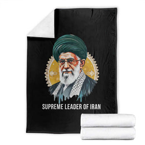 Supreme Leader Of Iran Graphic Portrait Throw Blanket Iranian Political Figure TS02 Black Print Your Wear