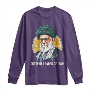 Supreme Leader Of Iran Graphic Portrait Long Sleeve Shirt Iranian Political Figure TS02 Purple Print Your Wear