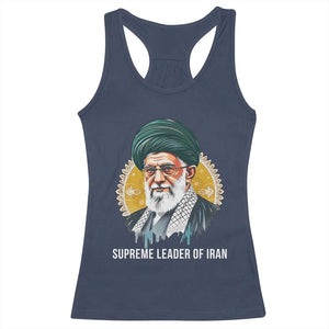 Supreme Leader Of Iran Graphic Portrait Racerback Tank Top Iranian Political Figure TS02 Navy Print Your Wear