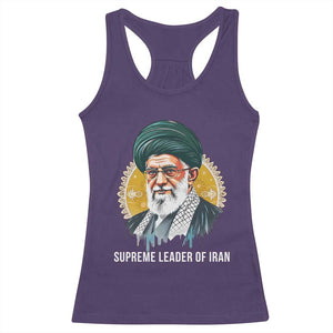 Supreme Leader Of Iran Graphic Portrait Racerback Tank Top Iranian Political Figure TS02 Purple Print Your Wear