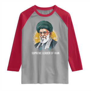 Supreme Leader Of Iran Graphic Portrait Raglan Shirt Iranian Political Figure TS02 Sport Gray Red Print Your Wear