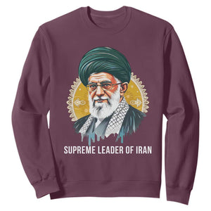 Supreme Leader Of Iran Graphic Portrait Sweatshirt Iranian Political Figure TS02 Maroon Print Your Wear