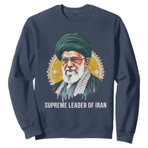 Supreme Leader Of Iran Graphic Portrait Sweatshirt Iranian Political Figure TS02 Navy Print Your Wear