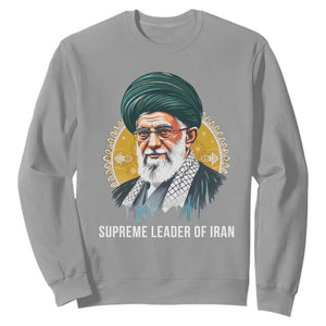 Supreme Leader Of Iran Graphic Portrait Sweatshirt Iranian Political Figure TS02 Sport Gray Print Your Wear