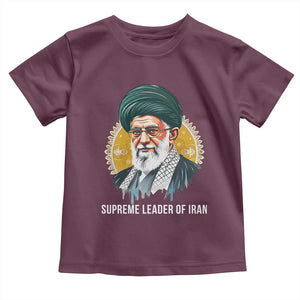 Supreme Leader Of Iran Graphic Portrait Toddler T Shirt Iranian Political Figure TS02 Maroon Print Your Wear