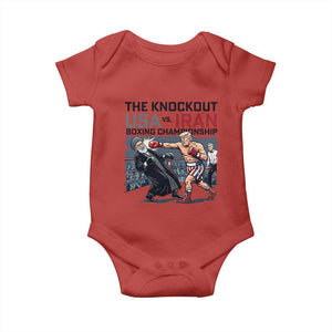 Sarcastic USA vs Iran Knockout Boxing Championship Baby Onesie Funny Political Satire Fight Night TS02 Red Print Your Wear